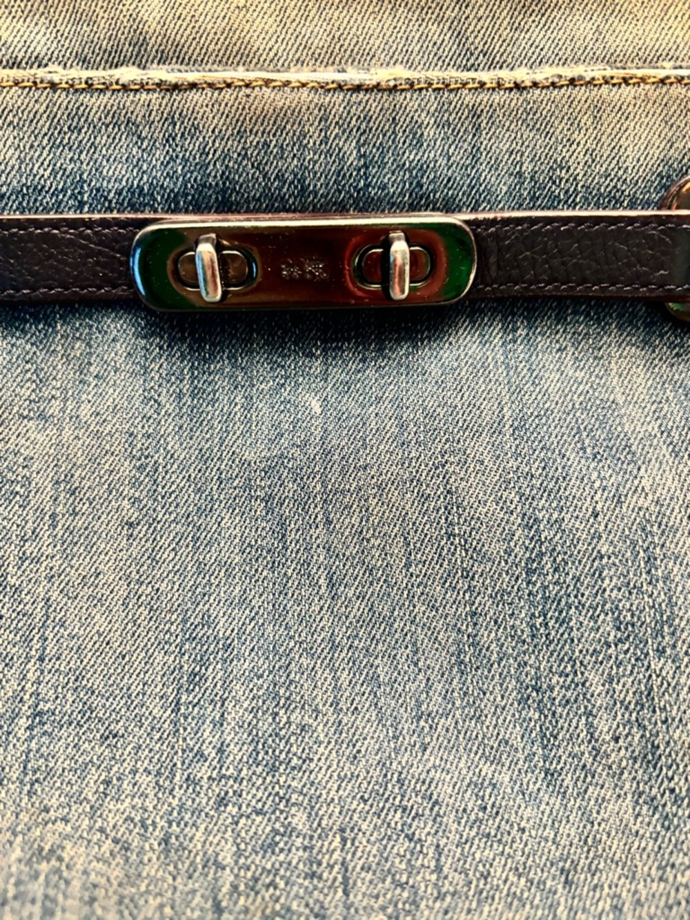 Coach Denim Crossbody Bag in Faded Blue with Black Trim - Picture 2 of 8